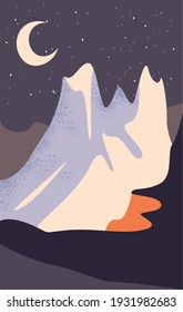 Minimalist landscape of iceberg mountain at night design, nature and outdoor theme Vector illustration