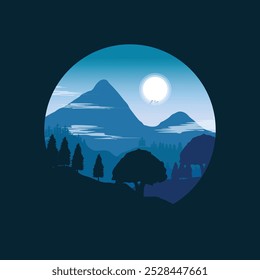 einfache Bergsilhouette, flache Illustration 