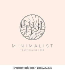 Minimalist Landscape Linear Logo Illustration Design, Outdoor Logo Design
