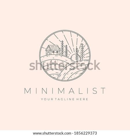 Minimalist Landscape Linear Logo Illustration Design, Outdoor Logo Design