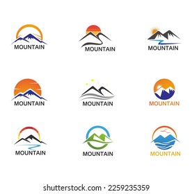 Minimalist Landscape Mountain logo design inspirations Free Vector