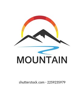 Minimalist Landscape Mountain logo design inspirations Free Vector