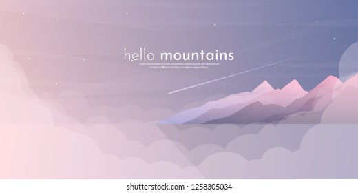 Vector Banners Set Polygonal Landscape Illustration Stock Vector ...