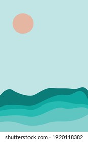 Minimalist Landscape ocean and sun