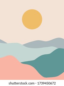 Minimalist landscape pastel colors vector