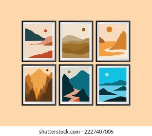minimalist, landscape vector illustration creative abstract