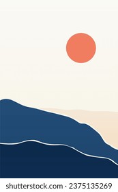 Minimalist Landscape Wall Art . Printable Landscape Boho Wall Art. Printable Wall Art Decoration Poster