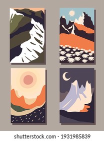 Minimalist landscapes banners icon collection design, nature and outdoor theme Vector illustration