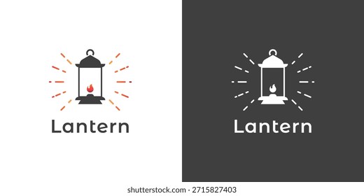 Minimalistisches Logo-Konzept mit Flamme und Lichtstrahlen, präsentiert im Hell- und Dunkelmodus für vielseitige Branding- und Beleuchtungsthemen.