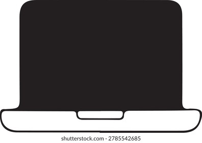 Minimalist laptop computer illustration with transparent background for digital design