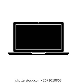 minimalistischer Laptop-Computervektor in schwarz-weißem Umrissstil