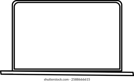Minimalist Laptop Outline Drawing Art