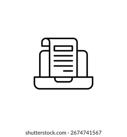 Símbolo Minimalista De Portátil Con Visualización De Documentos Que Representa Tareas En Línea O Informes Digitales
