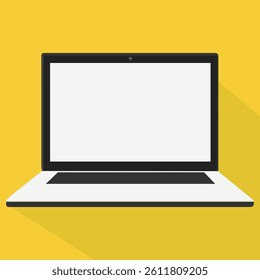 Minimalist Laptop Vector Design on Yellow Background.