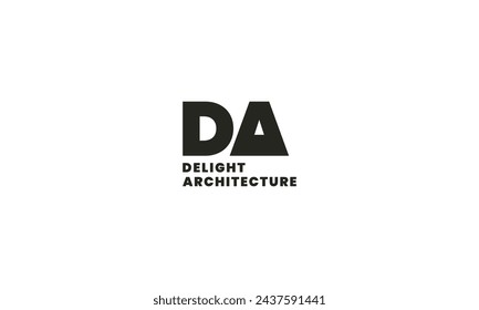 Un logo minimalista de DA atemporal que simboliza la simplicidad y la elegancia con el logo de la construcción .