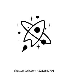 minimalist launched rocket in the space logo design illustration