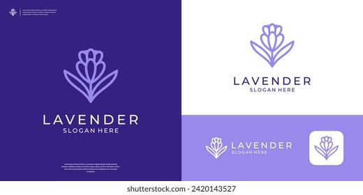 Minimalist Lavender logo with beauty violet color