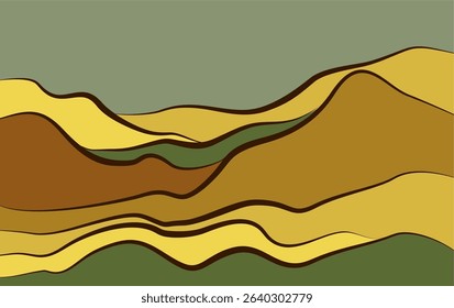 Minimalist Layered Mountain Landscape Background Vector. Mountain Art Design