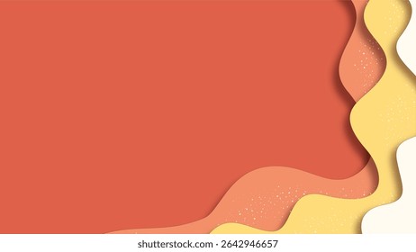 minimalist layered paper cut wave background vector in soft yellow, white, and orange for summer fashion