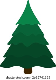 Minimalist layered vector illustration of a pine Christmas tree in shades of deep green, isolated clip art for simple and elegant winter holiday designs.