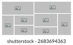 Minimalist layout with various rectangular and panoramic image placeholders, perfect for showcasing a photography portfolio, creating social media posts, or organizing visual inspiration boards