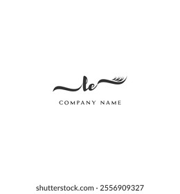 Minimalist LE Logo Design with Abstract Feather Element