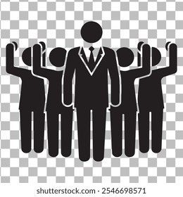 Minimalist Leadership Symbol and Unity Silhouette on a Transparent Background