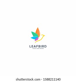 Minimalist leaf bird logo design
