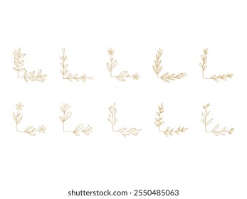Minimalist Leaf Corner Element Set