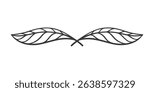 Minimalist leaf divider in vintage style. Decorative, symmetrical vector illustration for aesthetic invitations, cards, nature-themed designs, or botanical templates.