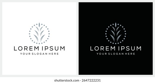 minimalist leaf flower dot circle logo design inspiration