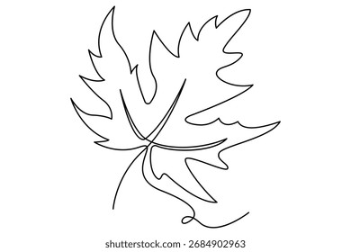 Minimalist leaf icon in continuous line art style vector hand drawn and isolated on white background
