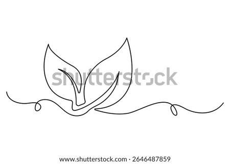 Minimalist leaf icon in continuous line art style vector hand drawn and isolated on white background
