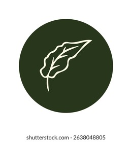 Minimalist Leaf Line Icon - Clean Botanical Vector