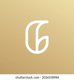 Minimalist leaf logo. Abstract logo letter L or J with golden color