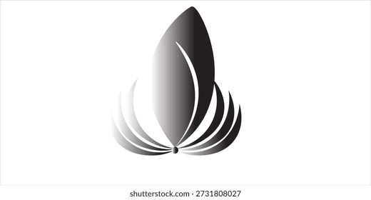 Logotipo minimalista de la hoja compuesto por dos hojas superpuestas en tonos de verde azulado y negro, sobre un fondo blanco