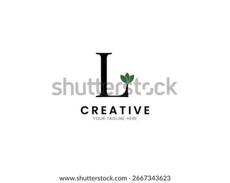 Minimalist leaf logo design with letter L. Luxury logo concept