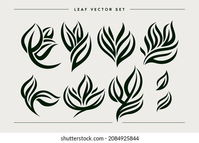 Minimalist leaf logo design. Retro plant logo. Leaf design art.