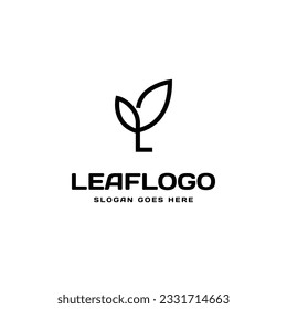 Minimalist leaf logo design template concept