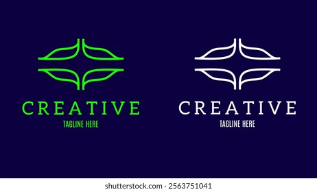 Minimalist leaf logo symbolizing growth, sustainability, and creativity. Ideal for eco-friendly or modern brands
