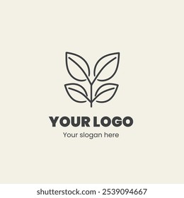 "Minimalist Leaf Outline Logo for Eco-Friendly and Organic Brand Identity"

