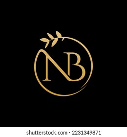 Estilo de hoja minimalista Plantilla inicial del logotipo de NB