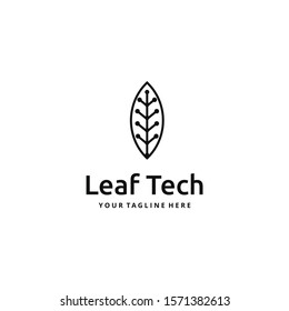 minimalist leaf tech logo design concept line art style 