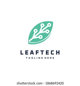 minimalist leaf tech logo design concept line art style 
