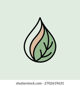 Logotipo minimalista de la hoja y de la gota de agua