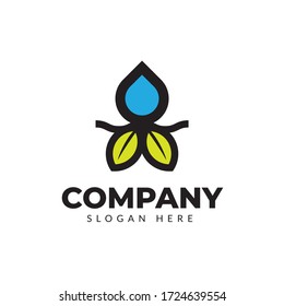 Minimalist leaf water logo for environmentally friendly companies, drinking water companies, foundations and eco-friendly startups