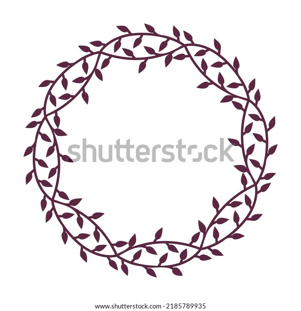 Minimalist leaf wreath, botanical decorative\
circle frame. Multipurpose vector\
illustration