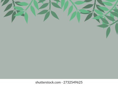 Minimalist leaf-branch canopy and corner botanical background. Muted palette with a static, organic composition. Ideal for digital use: desktop wallpaper, presentation background, virtual meeting background, and webinar backdrop. Also suitable for print.
