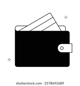 Minimalist Leather Wallet Vector Icon Design