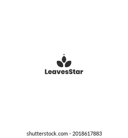 minimalist leaves with star logo design.